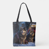 Finse Lapphund Sneeuwslee Kerst Decor Draagtas (Achterkant)