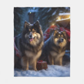 Finse Lapphund Sneeuwslee Kerst Decor Fleece Deken (Voorkant)