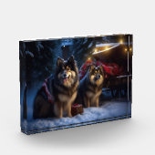 Finse Lapphund Sneeuwslee Kerst Decor Fotoblokken (Links)