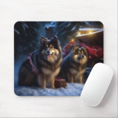 Finse Lapphund Sneeuwslee Kerst Decor Muismat (Met muis)