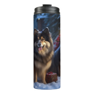 Finse Lapphund Sneeuwslee Kerst Decor Thermosbeker