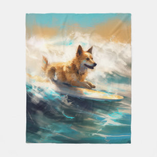Finse Lapphund strand surfen schilderij Fleece Deken