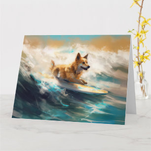Finse Lapphund strand surfen schilderij Kaart