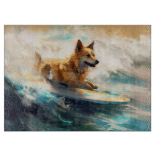 Finse Lapphund strand surfen schilderij Snijplank