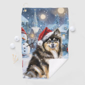 Finse Lapphund Winter Wonderland Christmas Joy Golfhanddoek (Insitu)