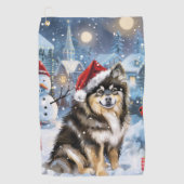 Finse Lapphund Winter Wonderland Christmas Joy Golfhanddoek (Voorkant)