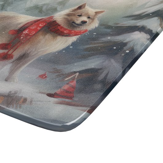 Finse Lappund Hond in Sneeuw Kerstmis Snijplank (Hoek)