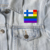 FINSE LGBT RAINBOW FLAG VIERKANTE BUTTON 5,1 CM (In situ)