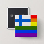 FINSE LGBT RAINBOW FLAG VIERKANTE BUTTON 5,1 CM (Voorkant /achterkant)