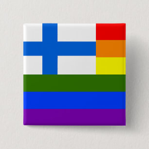 FINSE LGBT RAINBOW FLAG VIERKANTE BUTTON 5,1 CM