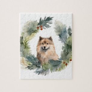 Finse schort kerst krans feestelijke pup legpuzzel