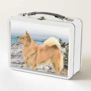 Finse spitz bij Seashore-schilderij - Dog Art