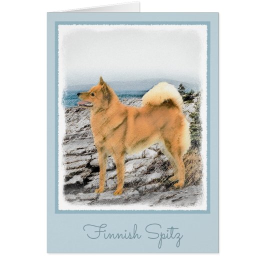 Finse spitz bij Seashore-schilderij - Dog Art (Voorkant)