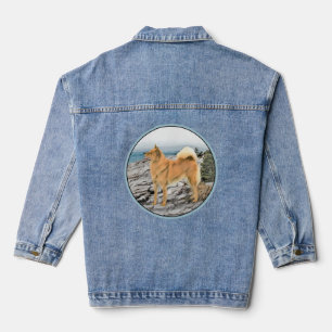 Finse spitz bij Seashore-schilderij - Dog Art Denim Jacket