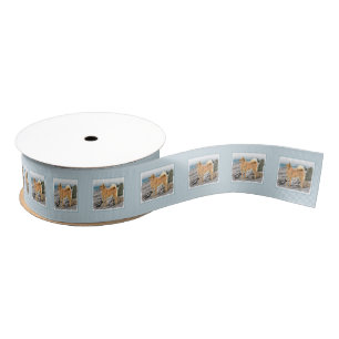 Finse spitz bij Seashore-schilderij - Dog Art Grosgrain Lint
