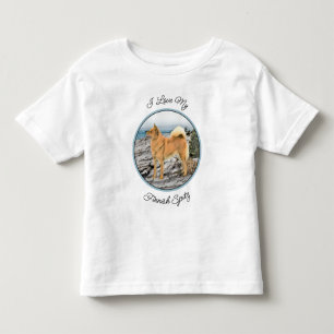 Finse spitz bij Seashore-schilderij - Dog Art Kinder Shirts