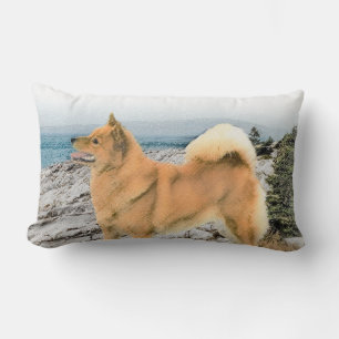 Finse spitz bij Seashore-schilderij - Dog Art Kussen