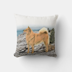 Finse spitz bij Seashore-schilderij - Dog Art Kussen