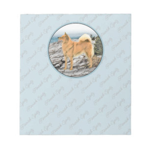 Finse spitz bij Seashore-schilderij - Dog Art Notitieblok