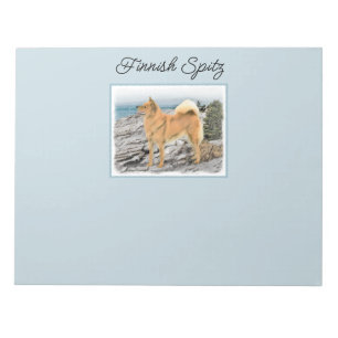 Finse spitz bij Seashore-schilderij - Dog Art Notitieblok