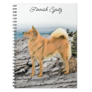 Finse spitz bij Seashore-schilderij - Dog Art Notitieboek