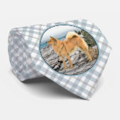 Finse spitz bij Seashore-schilderij - Dog Art Stropdas (Opgerold)