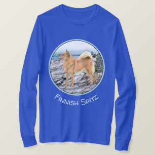 Finse spitz bij Seashore-schilderij - Dog Art T-shirt