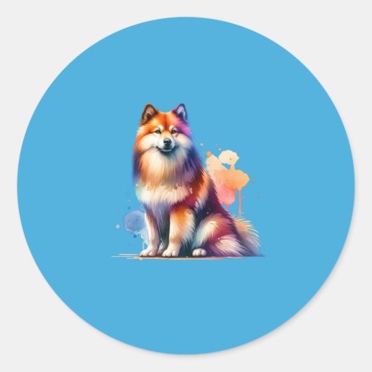 Finse Spitz Dog Ronde Sticker (Voorkant)