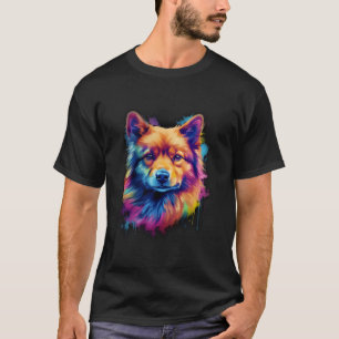 Finse Spitz Hond Impressie Aquarel Splashes T-shirt