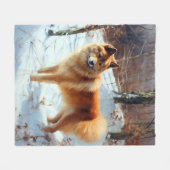 Finse Spitz liet het sneeuwen Kerstmis Fleece Deken (Voorkant (Horizontaal))