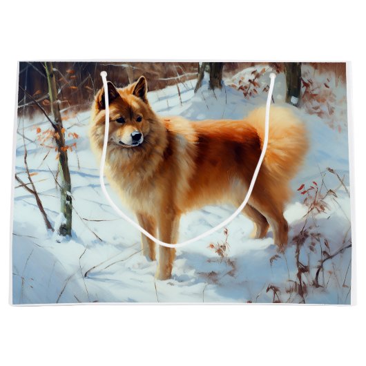 Finse Spitz liet het sneeuwen Kerstmis Groot Cadeauzakje (Voorkant)