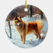 Finse Spitz liet het sneeuwen Kerstmis Keramisch Ornament (Achterkant)