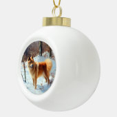 Finse Spitz liet het sneeuwen Kerstmis Keramische Bal Ornament (Rechts)