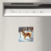 Finse Spitz liet het sneeuwen Kerstmis Magneet (Insitu (Vaatwasser))