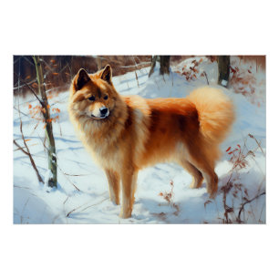 Finse Spitz liet het sneeuwen Kerstmis Perfect Poster