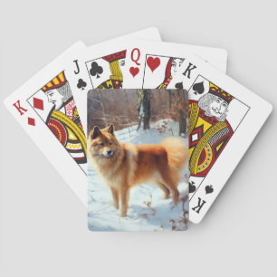 Finse Spitz liet het sneeuwen Kerstmis Pokerkaarten