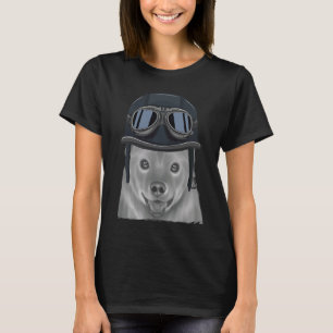 Finse Spitz met motorfiets Helmet T-shirt