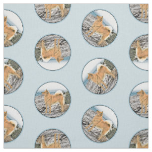 Finse Spitz Seashore Schilderen Originele Hond Kun Stof