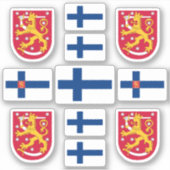Finse staatssymbolen / wapenschild en vlag sticker (Voorkant)