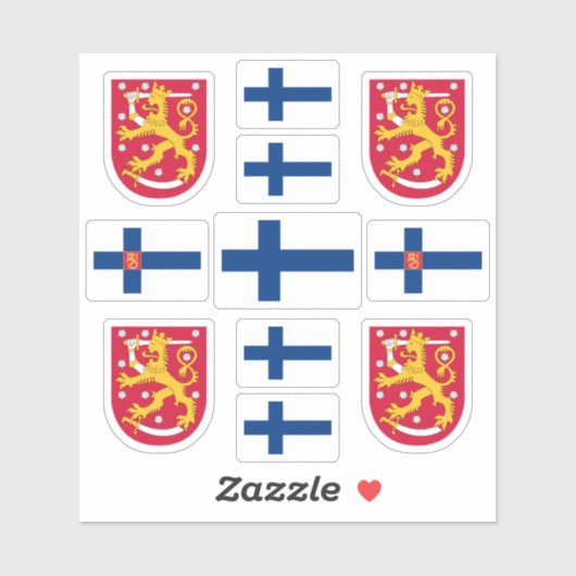 Finse staatssymbolen / wapenschild en vlag sticker (Vel)