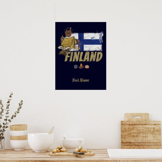 Finse vlag en tentsouvenir poster (Keuken)