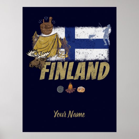 Finse vlag en tentsouvenir poster (Voorkant)