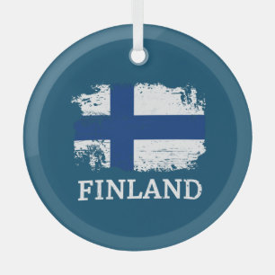 Finse vlag glas ornament