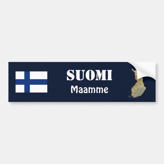 Finse vlag + kaartBumpersticker Bumpersticker (Voorkant)