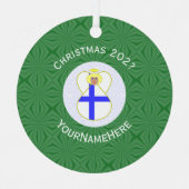 Finse vlag kerstengelennaam Jaar Metalen Ornament (Voorkant)