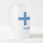 Finse vlag met naam in het Fins Matglas Bierpul (Voorkant links)