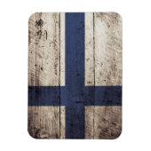 Finse vlag op oude houten korrels magneet (Verticaal)