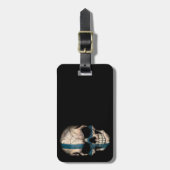 Finse vlag schedel op zwart bagagelabel (Voorkant verticaal)