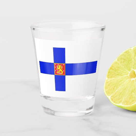 Finse vlag shot glas (Voorkant)
