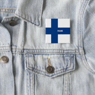 Finse vlag vierkante button 5,1 cm